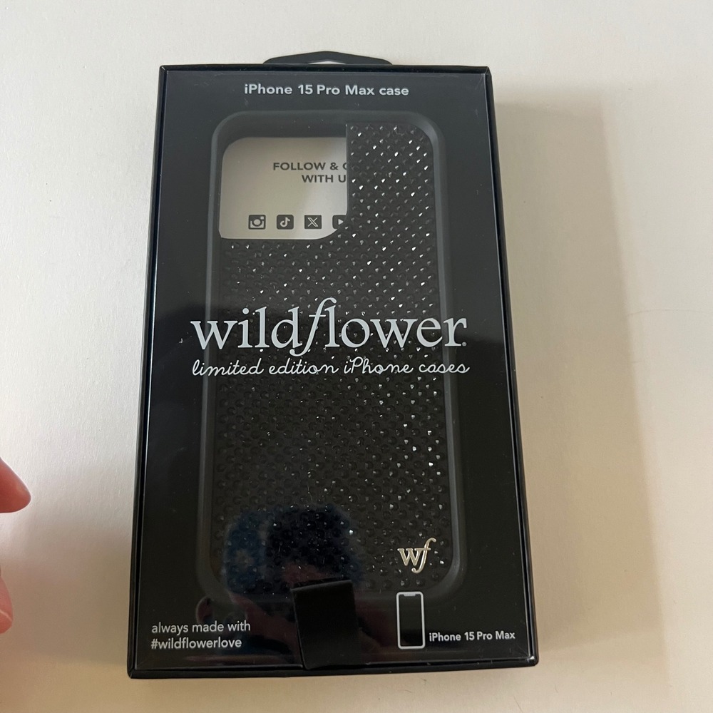 Wildflower Black Rhinestone iPhone 15 Pro Max Case Nip